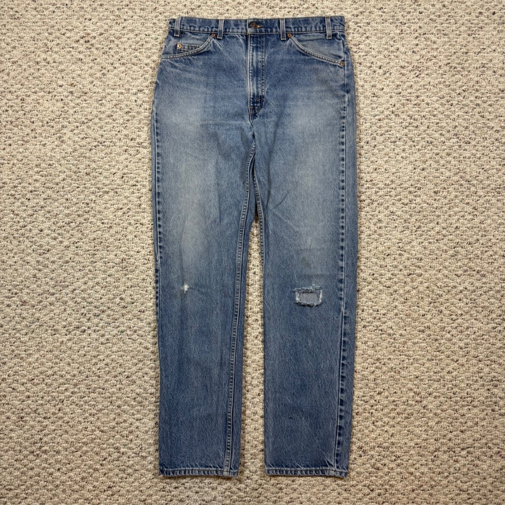 Vintage Levis 505 Mens 36x34 Made in USA Orange Tab Blue Straight Leg Jeans 1996